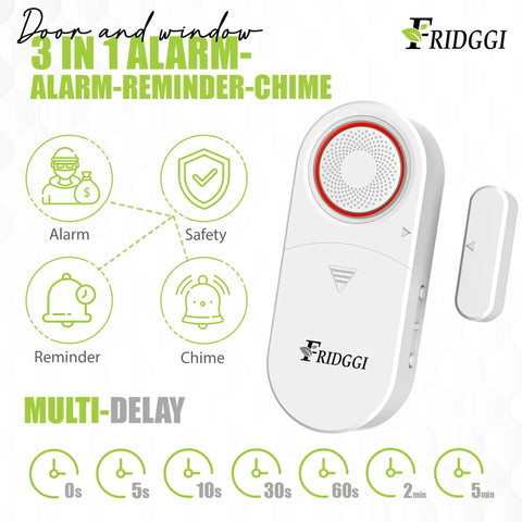 3 In 1 Door Alarm With Delay Chime And Siren Left Open Alert Gate Ajar Notifier for Home Office and Shop