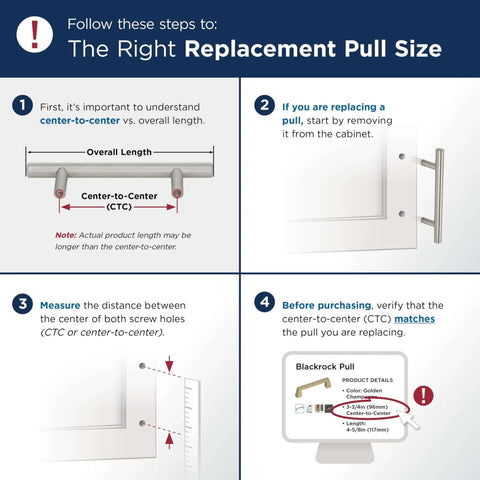 10 Pack Golden Champagne Bar Pulls For Kitchen Cabinets And Furniture Drawers Feature A Precise 5 Inch Hole Center Spacing With A Sleek Contemporary Profile That Brings Top Shelf Vibes To Any Room While The Warm Gold Finish Makes These Drawer Pulls A size measurement guide for center-to-center pull dimensions.