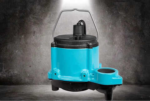 Manual Submersible Sump Pump For Sump Systems And Dewatering, 115 Volt, 1/3 HP, 2750 GPH, No Switch, 10 Ft Cord, Epoxy Coated Cast Iron