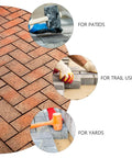 Image showing a garden path made using a Garden Paving Mold For Concrete Walkways And Patios with close-ups of installation for patios and yards.