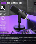 USB And XLR Dynamic Microphone For Podcast Recording And Streaming On PC And Gaming On Desk With Audio Interface