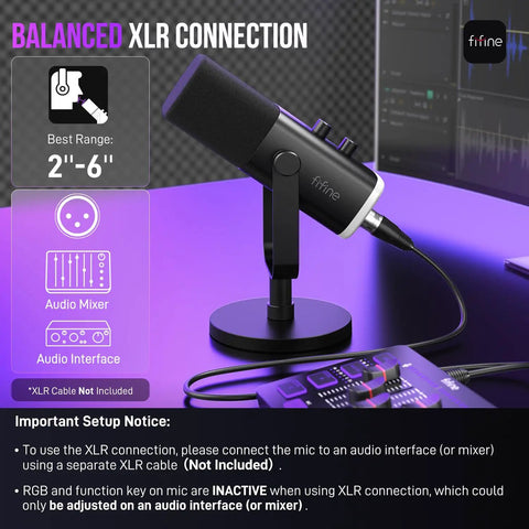 USB And XLR Dynamic Microphone For Podcast Recording And Streaming On PC And Gaming On Desk With Audio Interface