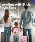 Luggage set by Emissary Kids: unicorn 3-piece, pink 16-inch hardside spinner suitcases.
