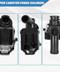 EVAP Canister Vent Solenoid For Nissan And Infiniti Vehicles 2003 To 2015 showing front, back, and side views