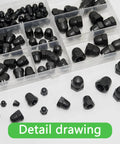 All In One Acorn Cap Nut Kit With M3 M4 M6 M8 Hex Dome Nuts Carbon Steel Decorative Bolt Covers displayed with storage case