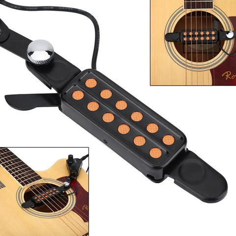12 Hole Magnetic Sound Hole Acoustic Guitar Pickup With Volume And Tone Control And Tuner Kit installed in guitar