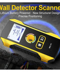 Heavy Duty Wall Scanner And Electronic Stud Finder With Live Ac Wire And Metal Pipe Detection No Hassle Wall Locator on textured surface.