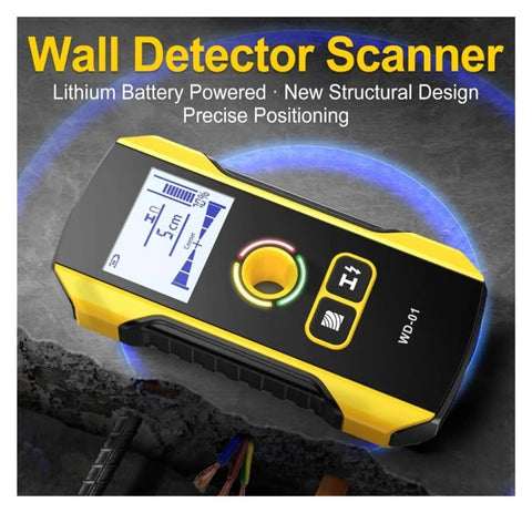 Heavy Duty Wall Scanner And Electronic Stud Finder With Live Ac Wire And Metal Pipe Detection No Hassle Wall Locator on textured surface.