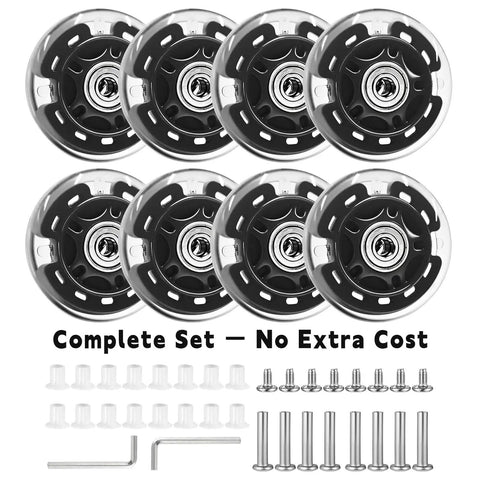 8 Pack 76mm Inline Skate Wheels With Bearings For Indoor And Outdoor Replacement, High Performance 82A Polyurethane