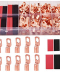 Copper Wire Lugs And Ring Terminals Kit For Automotive Wiring AWG 2 4 6 8 10 12 160 Piece Set With Heat Shrink Tubing