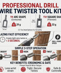 Professional Drill Wire Twister Tool Kit with dual head options for efficient wire twisting under 3 seconds, ergonomic design.