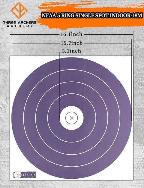 30 Pack Archery Targets 40cm NFAA Standard 5 Ring Single Spot Paper Targets For Training And Competition No Glare Wood Free Print