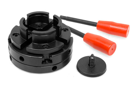 WEN 4-inch four-jaw self-centering lathe chuck with two red-handled chuck keys