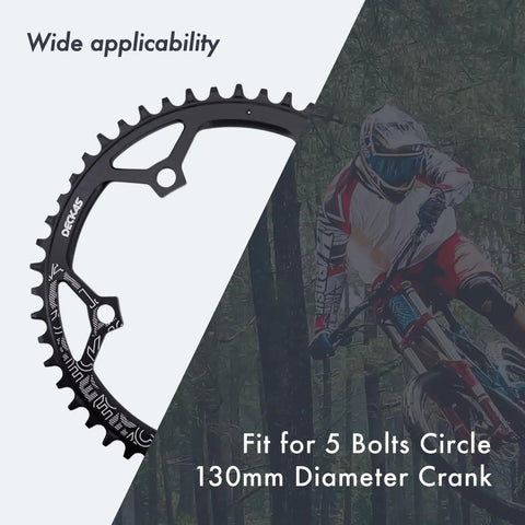 130 BCD Chainring 40T To 58T Narrow Wide Tooth Aluminum Lightweight For 1x Drivetrain On 7 To 12 Speed Road And Folding Bikes With Anti Drop Design And Safer Rides, black 130mm 5-bolt chainring
