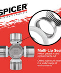 U Joint Kit 1550 SPL70 OSR Series For Beefed Up Heavy Duty Driveshafts, Premium Life Series OE Replacement, Steel Journal Crosses Cold Formed For Maximum Strength, Long Lasting Performance, Easy Install And Durable Fit, multi-lip seal detail