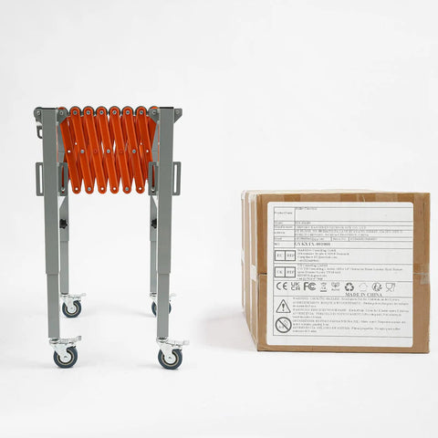 Heavy Duty Expandable Conveyor Roller With Ball Bearing Wheels 110 Lb Load Rating Rustproof Steel Frame adjustable 18 to 51 inches with box.