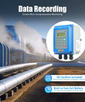 No Contact Ultrasonic Water Flow Meter TUF-2000B with LCD, pipes for industrial data monitoring, highlighting SD card interface