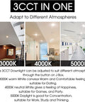 3CCT lighting options for 6 Inch 3CCT Ultra-Thin LED Recessed Ceiling Light With Junction Box, 3000K 4000K 5000K Selectable
