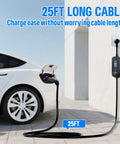 Top Tier Level Two EV Charger With NACS Connector And NEMA 14-50 Plug For Tesla And All Electric Vehicles 40 Amp 9.6 kW with 25ft cable.