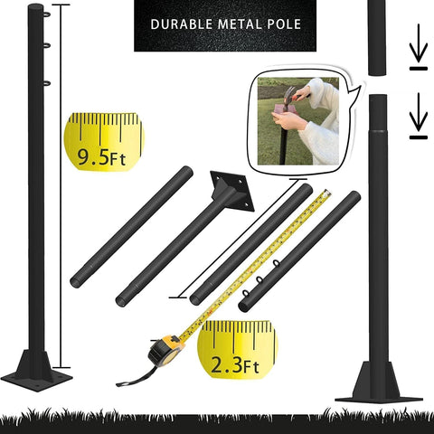 4 Pack 9.5 Foot Outdoor Shade Sail Poles Heavy Duty Beefy Metal Post Kit With Rust Resistant Coating assembly details