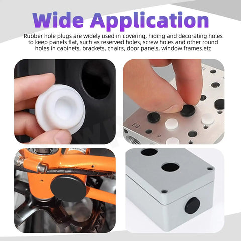 Go-To Grey Rubber Hole Plugs Set For Round Holes, 120 Piece Assortment In 9 Sizes, Silicone T-Shaped Stopper in various applications