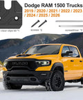 Aluminum Black Sun Visor Clip Repair Kit For Ram 1500 Trucks 2019 Through 2026 displayed with tools and truck in snowy background