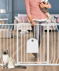 Auto Close Baby Gate With Cat Door, Adjustable 29.5 to 48.4 Inch Walk Through Safety Gate for Doorways and Stairs, shown in home setting