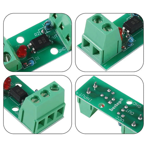 One Channel PC817 Optocoupler Isolation Module For PLC Drives And Motor Control, Input Voltage 3V-5V/12V/24V, green circuit board