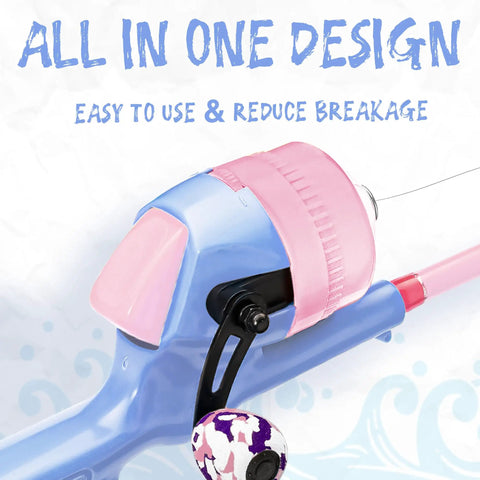 Kid Friendly Portable Telescopic Fishing Rod And Reel Combo With Tackle Box In Lavender And Blossom Pink For Boys And Girls Beginners Over 3 Years
