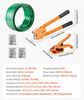 Beefy Heavy Duty Banding Strapping Kit With Manual Sealer, Extended Handle, 1000 Ft PET Band, 300 Metal Seals Five Eighth Inch Wide Strapping, Pallet Packaging Tool For Warehouse Shipping Moving And Home Use Orange: PET roll, sealer, seals
