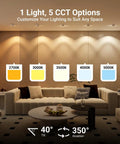 5 To 6 Inch LED Can Recessed Light Retrofit Kit With Gimbal Downlight 800 Lumen Output displaying selectable CCT options