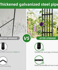 Comparison of the Ultra Wide Garden Arch Trellis 11.75ft By 8.53ft Sturdy Metal Outdoor Arbor with thickened steel pipe before and after upgrade