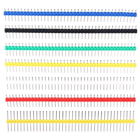70 Piece 2.54mm Breakaway Single Row Straight Male Pin Header Kit For Arduino Prototype Shield Includes 40-Pin Options with colored headers