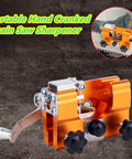 Portable Hand Crank Chainsaw Sharpening Tool With Five Titanium Diamond Bits for quick sharpening, displayed in orange color.