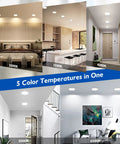 Six Inch LED Recessed Canless Downlights Kit, 12 Pack Ultra Thin With Junction Box, in different color temperatures 3000K to 6500K