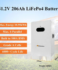 51.2V 206Ah LiFePo4 battery for Heavy Duty 10KW Off Grid Solar Power Kit, designed for home backup and energy storage.