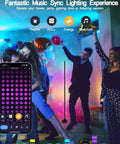 "2 Pack Dope RGBIC LED Floor Lamp With App Control And Remote Smart Floor Lamps Compatible With Alexa And Google Assistant Music Sync Multi Scene Modes Modern Living Room And Bedroom Lighting in a party setting with music sync"