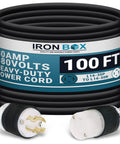 Badass Heavy Duty Twist Lock Extension Cord 30 Amp 480 Volt Nema L16-30 Generator Cable 8/4 SOOW Industrial Wire 100 FT coiled with plugs