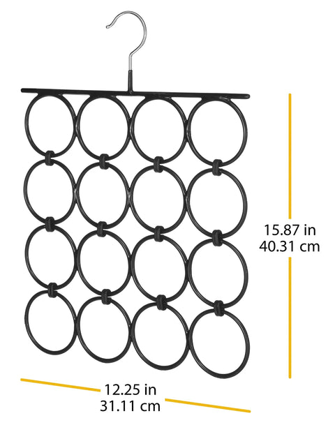 Ditch The Clutter With This Compact Scarf And Accessory Organizer Hanger Set Of 2 Featuring Snag Free Vinyl Sections That Hold Over Two Dozen Pieces For A Clean Closet Setup In Sleek Black Chrome