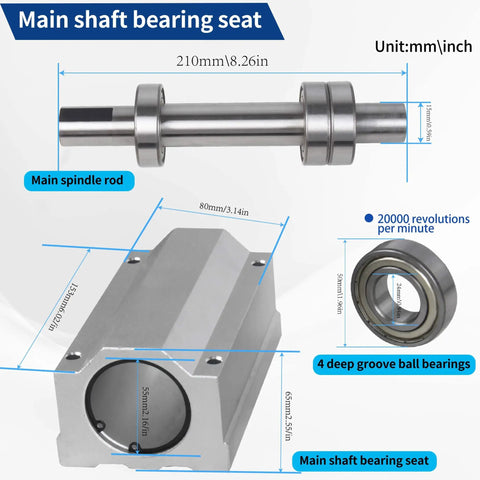 Image of a 125Mm Three Jaw Self Centering Lathe Chuck Kit with spindle rod, bearings, and main shaft bearing seat for CNC use.