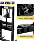Beefy 6 Ton Hydraulic Press H-Frame Shop Press With Adjustable Height Work Table And 2 Press Plates Heavy Duty Floor Mount shown.