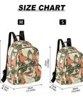 Quilted Womens Backpack Purse With Zipper Closure And Leather Handle Dope Everyday Carry Bag For Work Travel College And Social Life Adjustable Shoulder Strap Multiple Pockets Stylish Pattern Bag size chart showing M and S dimensions.