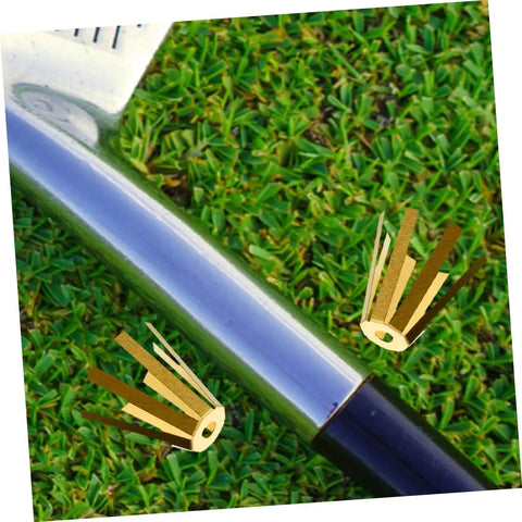 Universal Brass Golf Shaft Adapter Shims And Octopus Spacers Rig Ready Pack Of Five Durable Fittings placed on golf club shaft.
