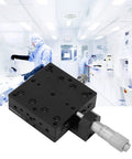 Micrometer Fine Tuning Cross Roller Linear Stage For Rock Solid X Axis Travel 60x60mm Aluminum Translation Table with lab setting