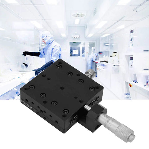 Micrometer Fine Tuning Cross Roller Linear Stage For Rock Solid X Axis Travel 60x60mm Aluminum Translation Table with lab setting