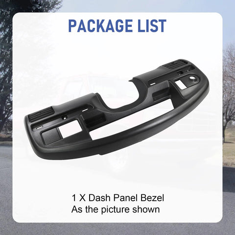 Dash panel bezel, black plastic, for Ford F-250/F-350 Super Duty diesel engines (1994–1997) JDMSPEED replacement.