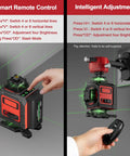 4D 16 Line Laser Level With 4x360 Degree Coverage Self Leveling Green Beam Pro Grade Tripod And Remote Cross Line Construction Tool For Flooring Renovations And Home Projects, remote control view