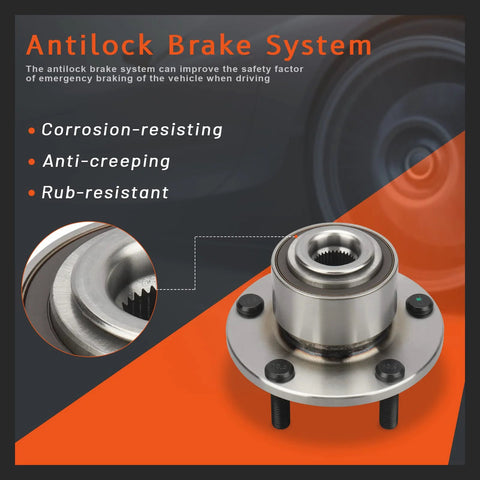 Front Wheel Hub And Bearing Assembly Pair For Mazda 3 2004 2005 5 Lug Bolt Pattern 114.3mm No ABS Left And Right Replacement