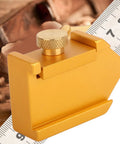 Woodworking Ruler Locator And Aluminum Alloy Marking Gauge Pro Grade 45 Degree Angle Line Scribe Tool with steel ruler in use.