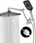 High Pressure Rain Shower Head With Handheld Spray Combo featuring 10 Inch Rainfall Shower Heads With Adjustable Extension Arm in Chrome